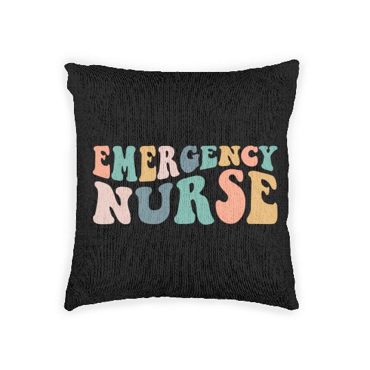 Groovy Er Nurse Emergency Room Nurse School Wo Woven Pillows