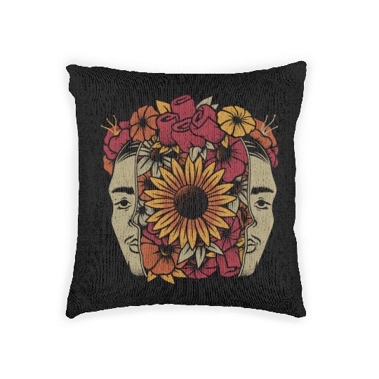 Frida Kahlo Head Flowers Woven Pillows
