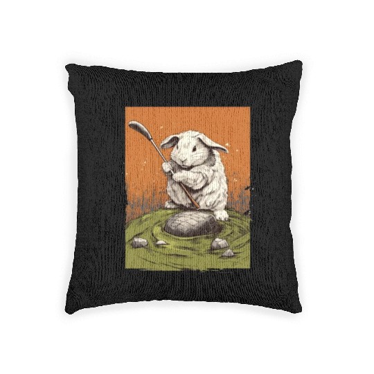 Golfer Guinea Pig Golf Club Golfing Golf Player Woven Pillows