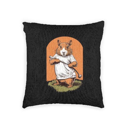Golfer Guinea Pig Golf Club Golfing Golf Player Woven Pillows