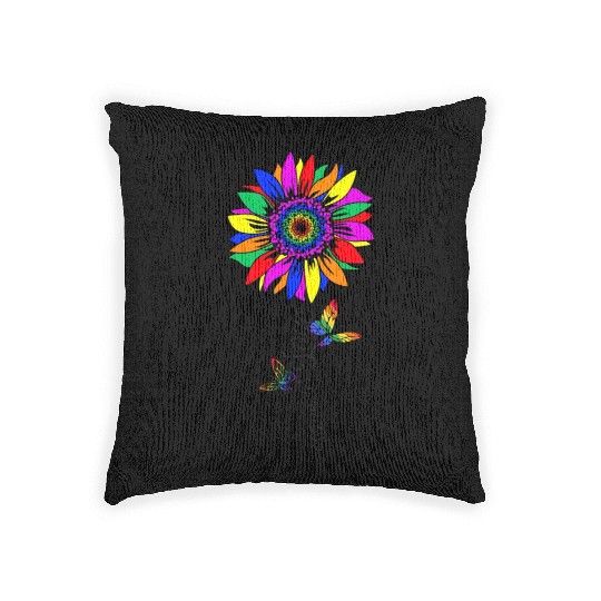 Rainbow Sunflower Love Is Love LGBT Pride Month Woven Pillows