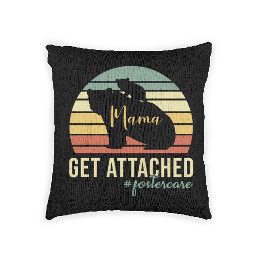 Get Attached Foster Care Mom Mama Bear Cub Woven Pillows