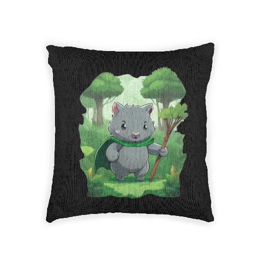 Wombat Hero - Green Cape Wombat Woven Pillows
