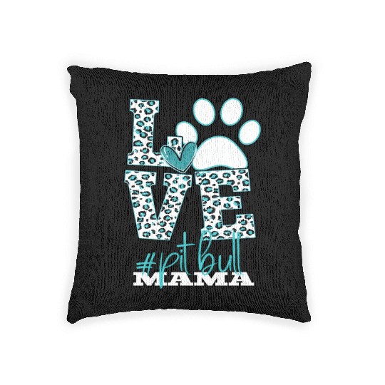 Pitbull Mama Leopard Print Paw Love Woven Pillows