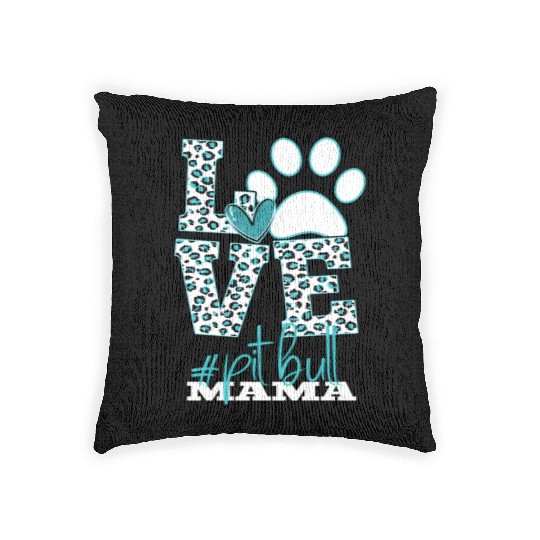 Pitbull Mama Leopard Print Paw Love Woven Pillows