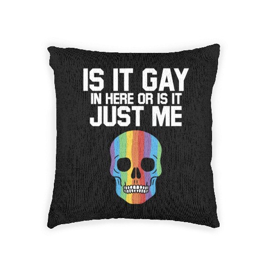 Is It Gay Here Proud LGBTQ Ally Rainbow Gay Pride Woven Pillows