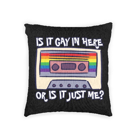 Is It Gay Here LGBTQ Ally Trans Gay Pride Rainbow Woven Pillows