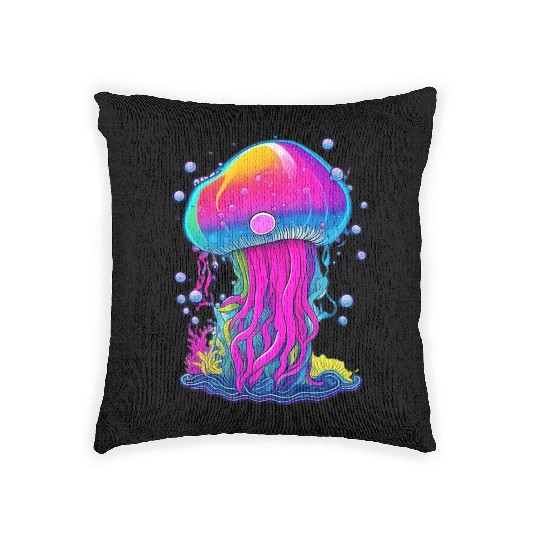 Vibrant Jellyfish Colorful Woven Pillows