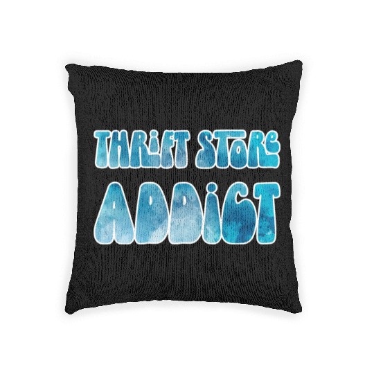 Thrift Store Addict blue watercolor Woven Pillows