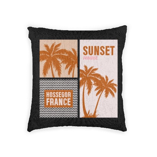 Sunset Paradise Hossegor France Woven Pillows
