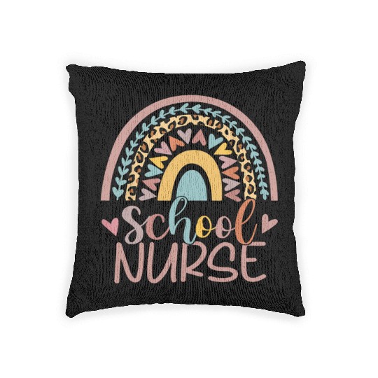 Cute Rainbow Leopard Print School Nurse Back Woven Pillows