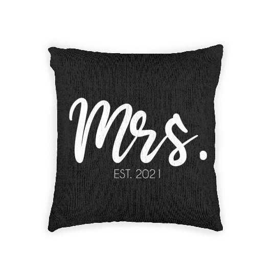 Wedding Mrs Est 2021 Bridal Bride Woven Pillows