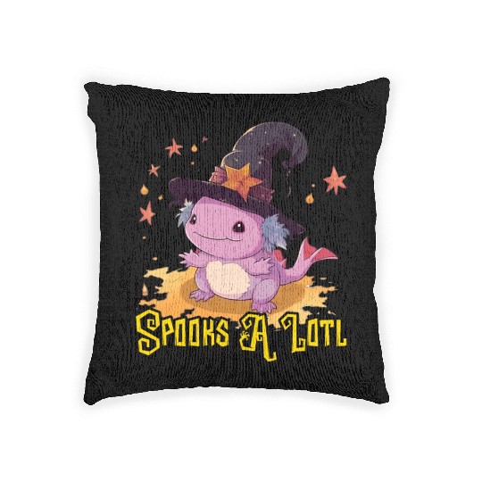 Axolotl Halloween Trick Or Treat Amphibian Axolotl Woven Pillows