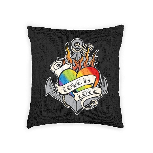 Pride LGBTQ+ Community Love is Love Rainbow Colour Woven Pillows