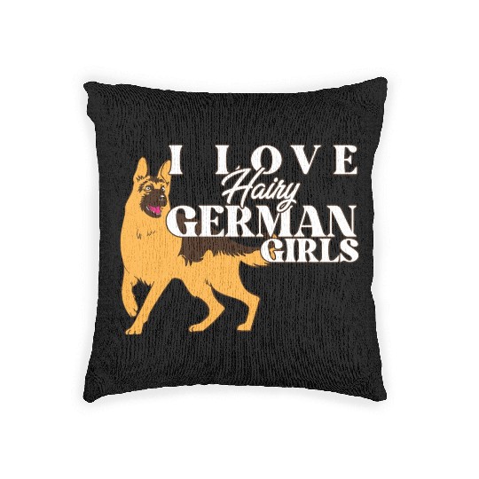 Funny German Shepherd Mama Dad I Love Hairy Woven Pillows