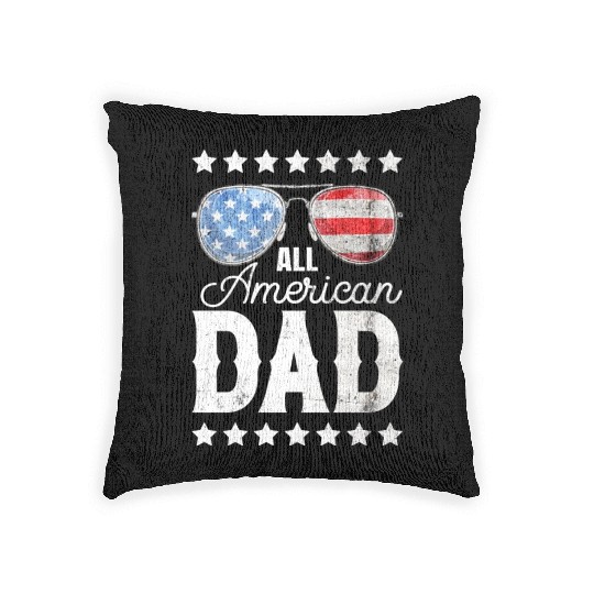 All American Dad 4th of July Father's Day Sunglass Woven Pillows