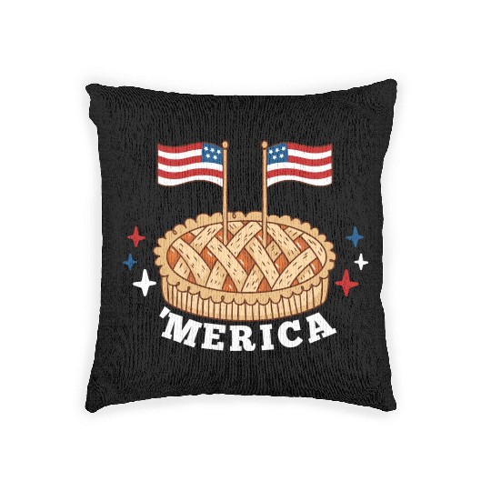 American Flag USA Apple Pie Merica 4th of July Woven Pillows
