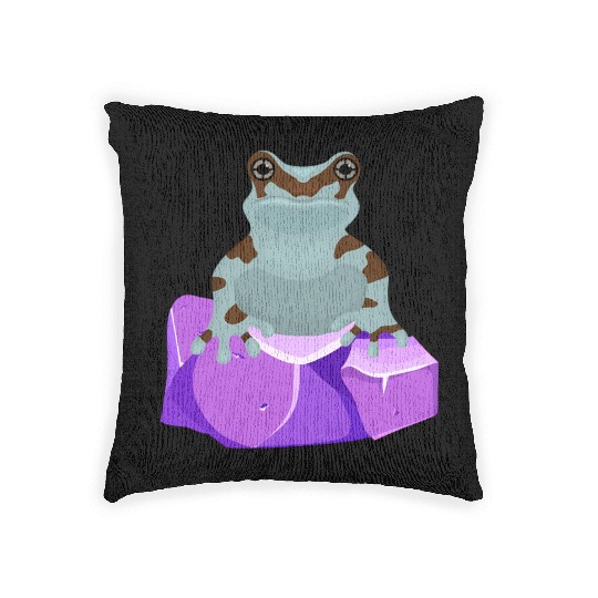 Frog Crystal Amethyst Gemstone For Toad Owners Woven Pillows