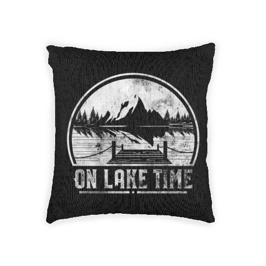 On Lake Time Summer Boating And Fishing Woven Pillows