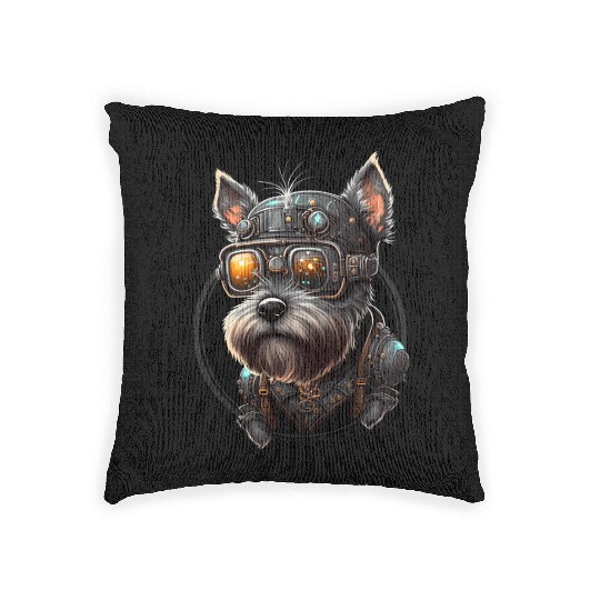 Steampunk Miniature Schnauzer Woven Pillows