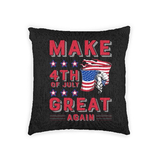 Make 4th of July great again Woven Pillows