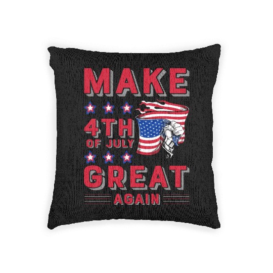 Make 4th of July great again Woven Pillows