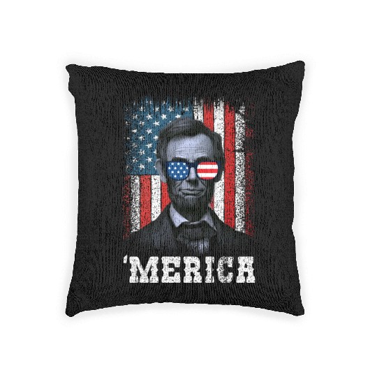 Merica Lincoln Independence Day Party 4th July Woven Pillows