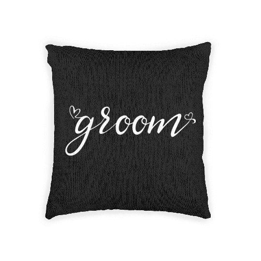 Groom And Bride Wedding Just Married Woven Pillows