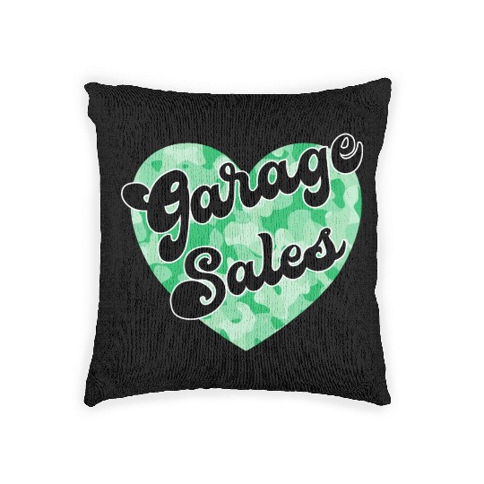 Garage Sales green camo heart Woven Pillows