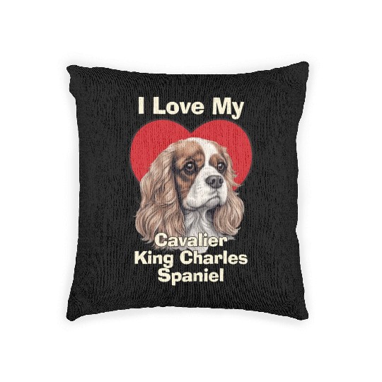 I Love My Cavalier King Charles Spaniel Puppy Dog Woven Pillows