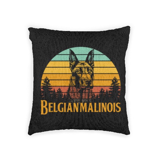 Belgian Malinois Retro Vintage Woven Pillows
