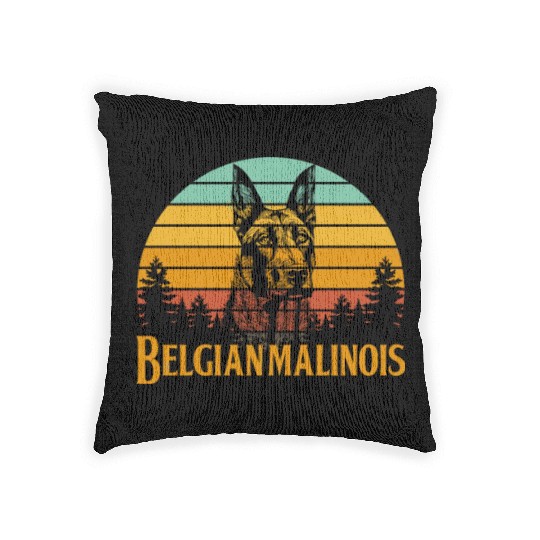 Belgian Malinois Retro Vintage Woven Pillows