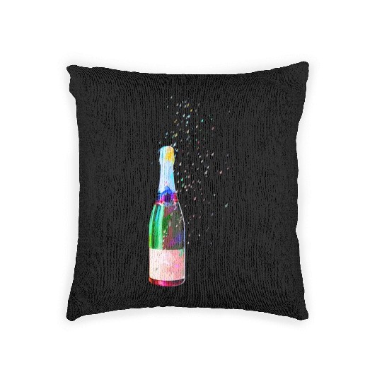 Champagne Bottle Sparks Woven Pillows