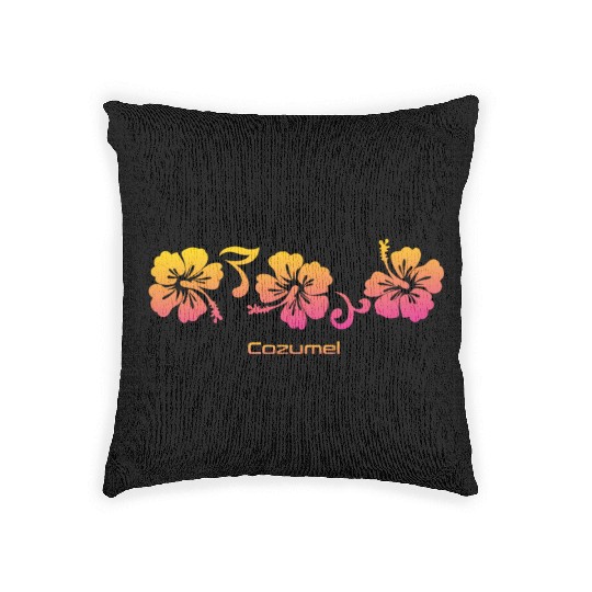 Cozumel Mexico Hibiscus Souvenir Vacation Woven Pillows
