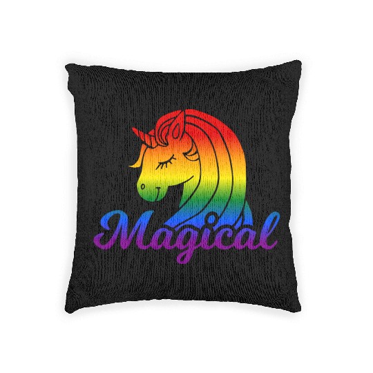 Magical Rainbow Unicorn | TTRPG Pride Woven Pillows