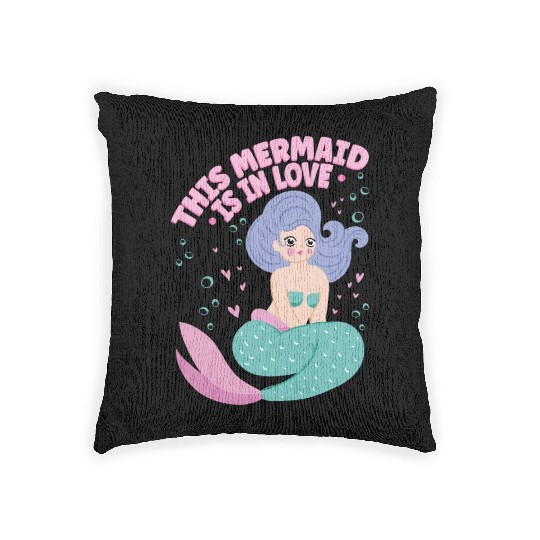 This Mermaid Is In love Folklore Fantasy Fish Woven Pillows