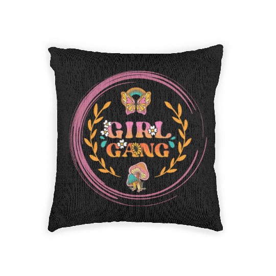 girl gang Lady's Night Flower Design Woven Pillows