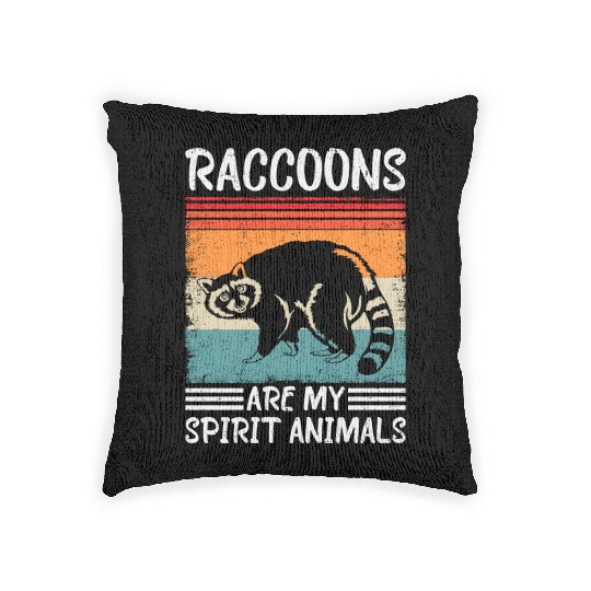 Raccoon Lover My spirit Animal Is A Racoon Retro Woven Pillows