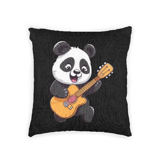 Panda Plays Guitar Woven Pillows