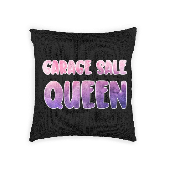 Garage Sale Queen purple pink watercolor Woven Pillows
