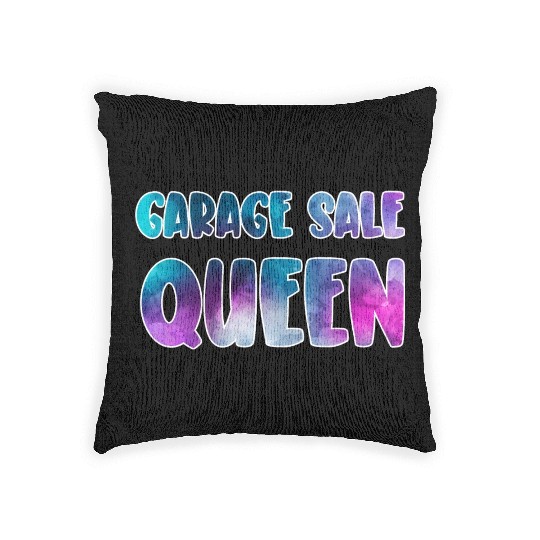 Garage Sale Queen blue purple watercolor Woven Pillows