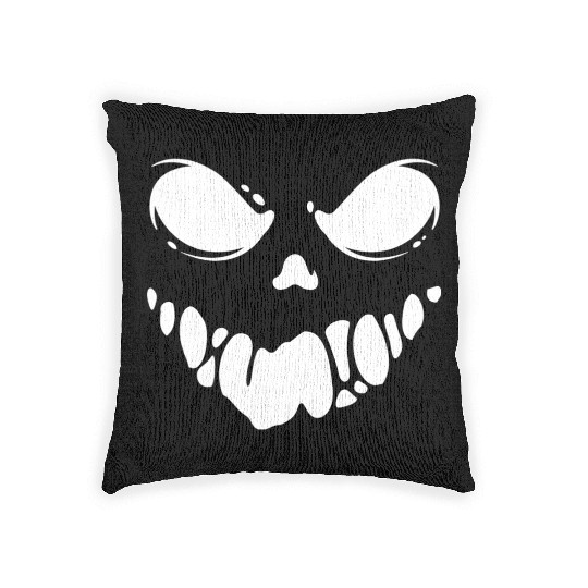 Black Spooky scary Ghost face Woven Pillows design