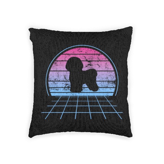 Bichon Frise Silhouette Retro Vintage Woven Pillows