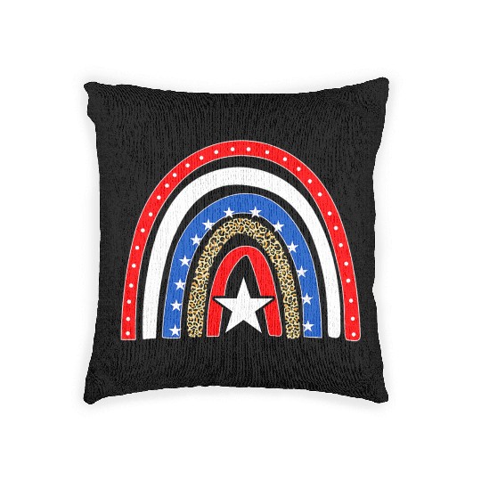 Rainbow 4Th Of July Independence Flag Awesome Woven Pillows