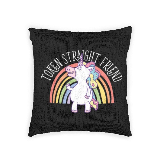 Token Straight Friend LGBTQ Ally Gay Pride Woven Pillows