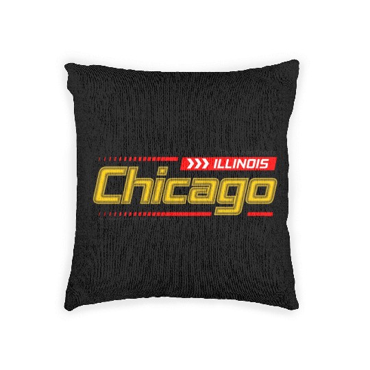 Chicago sports design style gold typeface Woven Pillows
