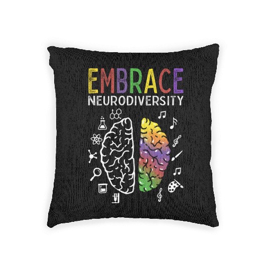 Neurodiversity Embrace Adhd Autism Asd Brain Woven Pillows