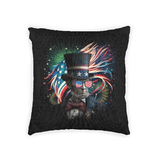 Merica Lincoln Independence Day Party 4th July Woven Pillows