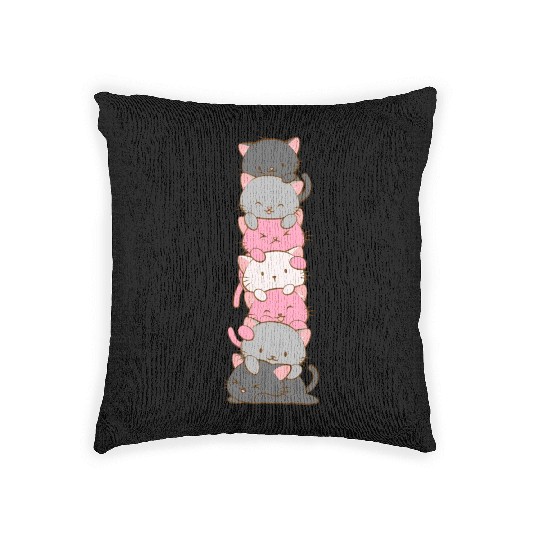 Demigirl Pride Kawaii Cat Woven Pillows