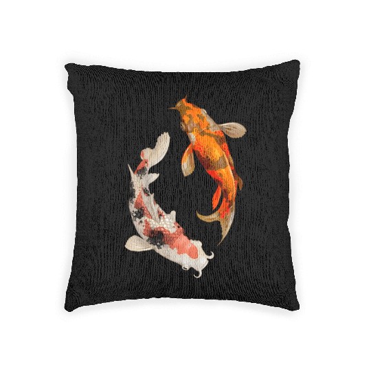 Japanese Koi Fish Nishikigoi Yin Yang Carp Woven Pillows